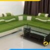 Thanh lý ghế Sofa da pha nỉ màu xanh ếch